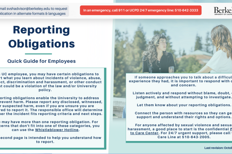 Front page of the Reporting Obligations Quick Guide